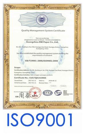 China GUANGZHOU BMPAPER CO.,LTD Certificaten